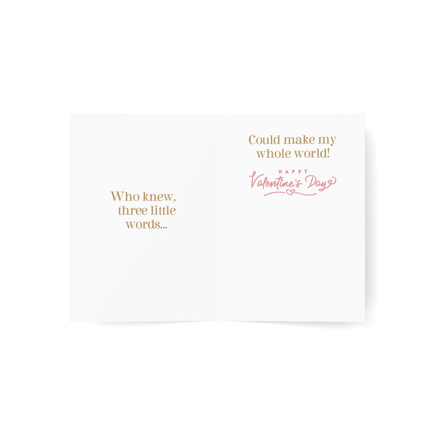 Valentine's Day Card - "I Love You" Golden Butterfly & Hearts