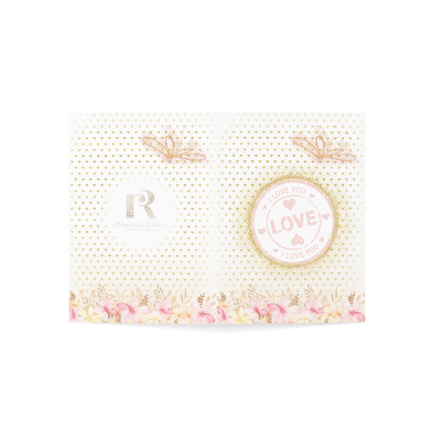 Valentine's Day Card - "I Love You" Golden Butterfly & Hearts