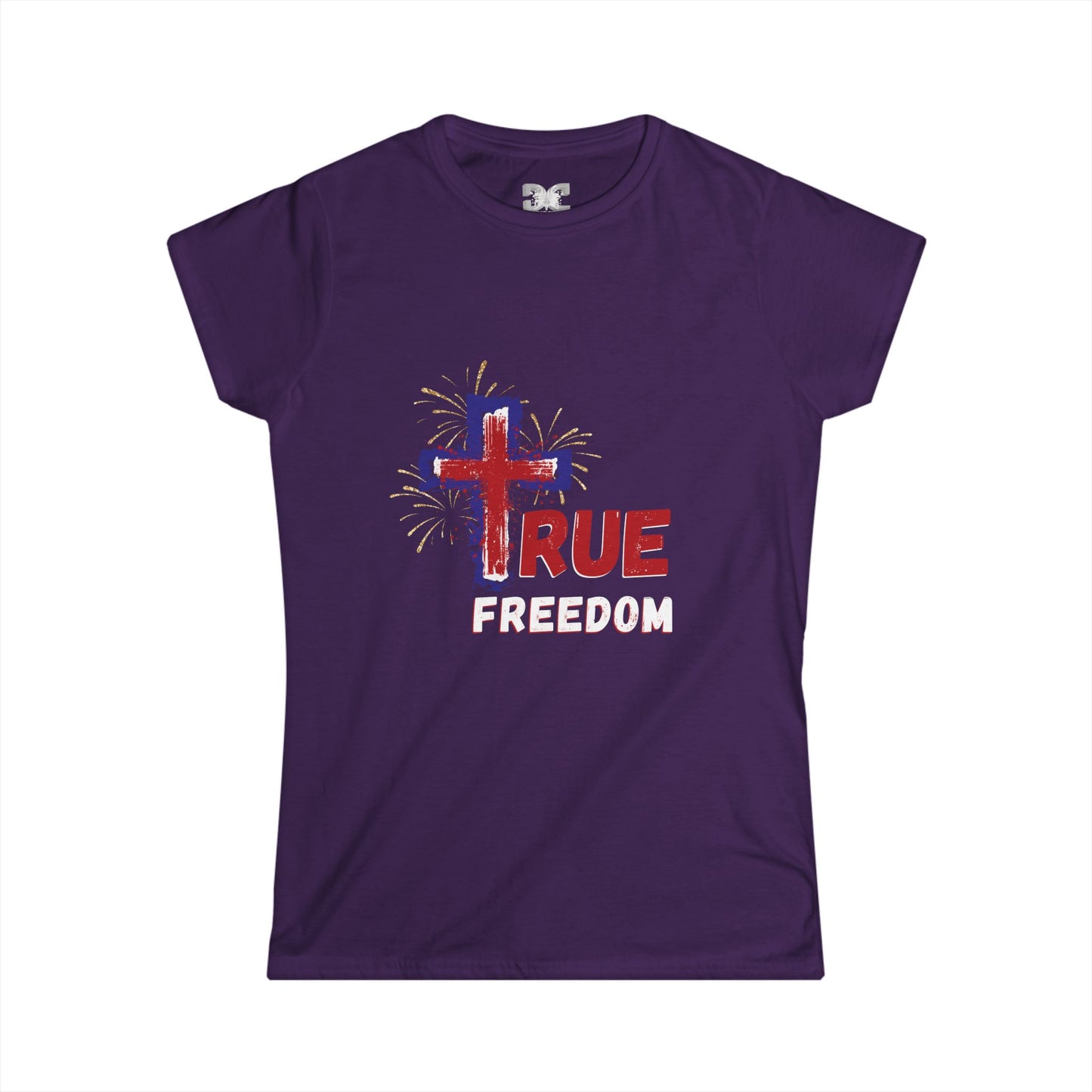 Jesus True Freedom: Women's Softstyle Tee - Patriotic Christian Gift, God And Country, Faith Freedom, Religious Patriot, Christian 4th of July, Conservative G, True Patriots