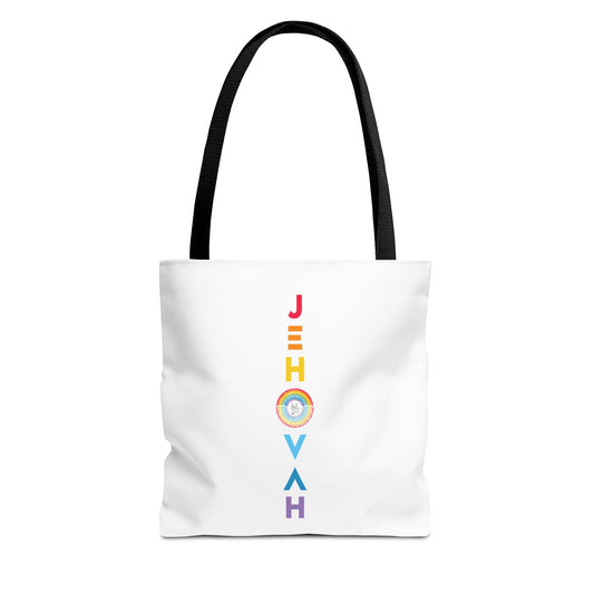 God's Rainbow Tote, gods promise, those seeking jehova, jehova, jehova tote, christian teacher tote, sunday school teacher gift, gods child